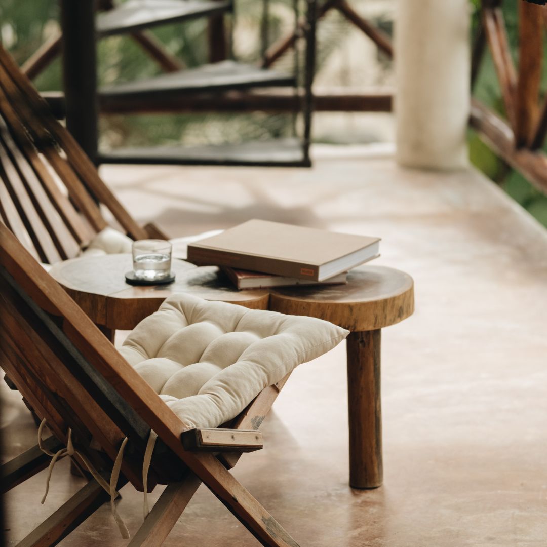 Chair with a cushion in an outdoor setting